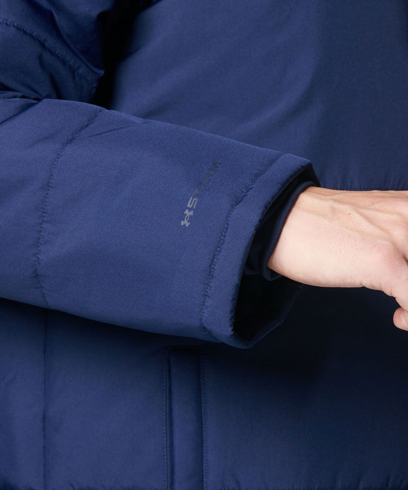 メンズ UAロゴ ロングコート ベンチコート スポーツ観戦 防寒 中綿 部活 通学