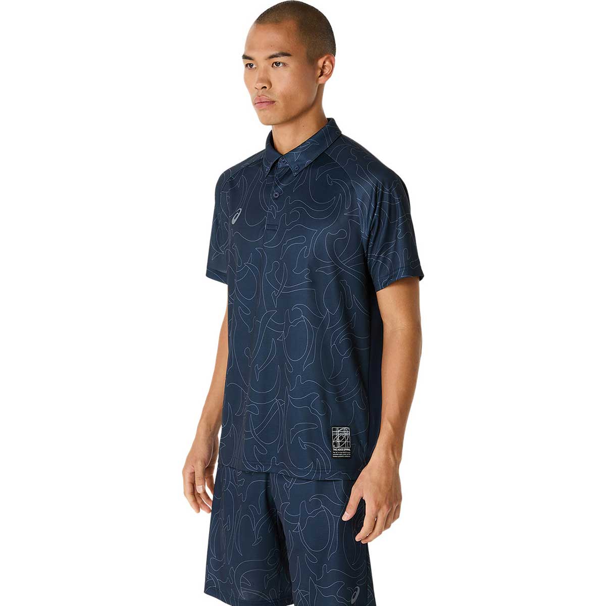 トレーニング半袖トップス ドライグラフィックボタンダウンポロシャツ 吸汗速乾 メンズ