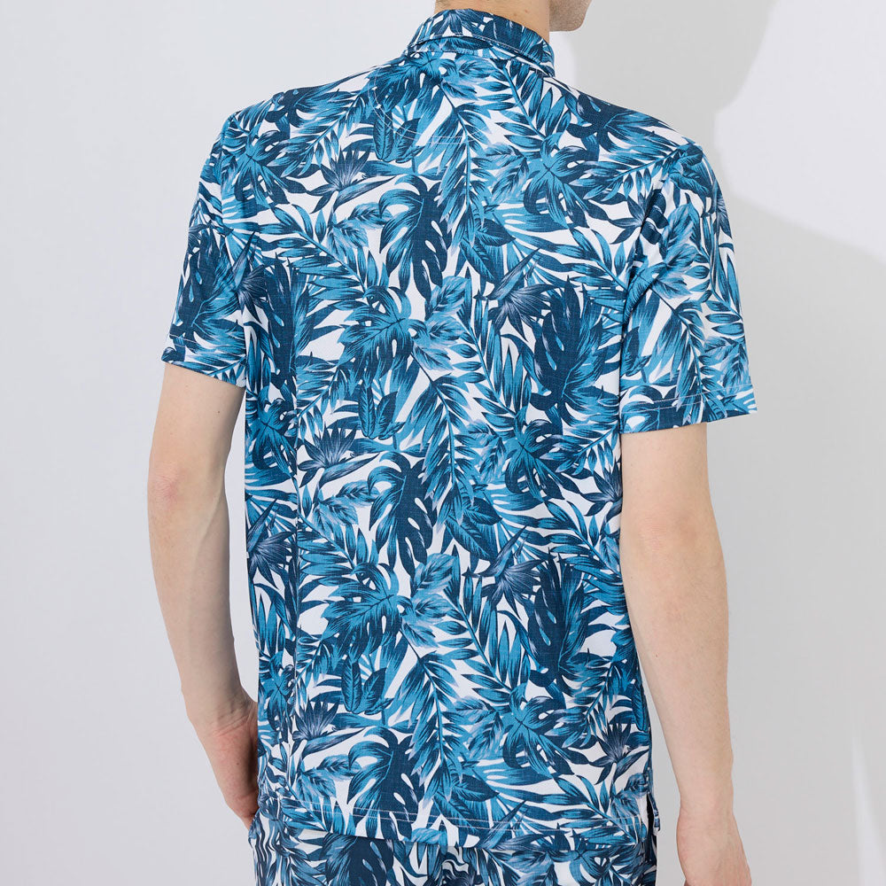 メンズ フリージングスキン ボタニカルプリント ホリゾンタルカラーポロシャツ ゴルフウェア