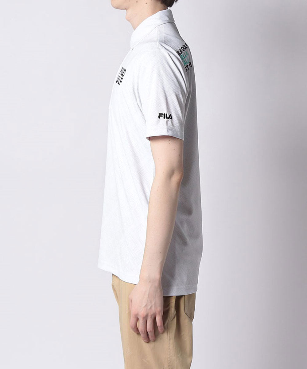 メンズ 半袖シャツ ゴルフウェア タイポグラフィ柄 接触冷感