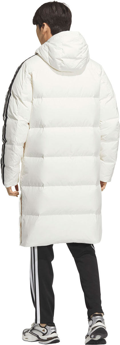 スリーストライプス レギュラーフィット ロング ダウン コート ベンチコート メンズ