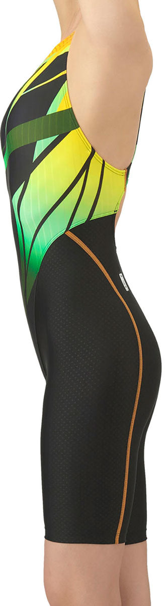 レディース 競泳水着 レーシングワンピーススパッツ オープンバック・ハーフレッグ