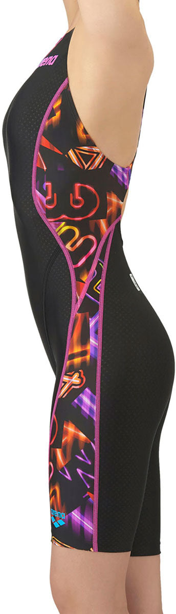 レディース 競泳水着 レーシングワンピーススパッツ オープンバック・ハーフレッグ