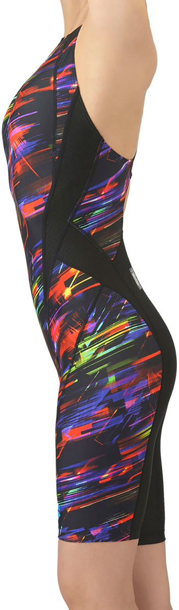 レディース 競泳水着 レーシングワンピーススパッツ オープンバック・ハーフレッグ