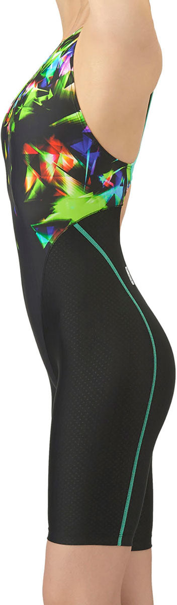 レディース 競泳水着 レーシングワンピーススパッツ オープンバック・ハーフレッグ