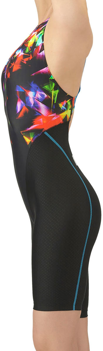 レディース 競泳水着 レーシングワンピーススパッツ オープンバック・ハーフレッグ