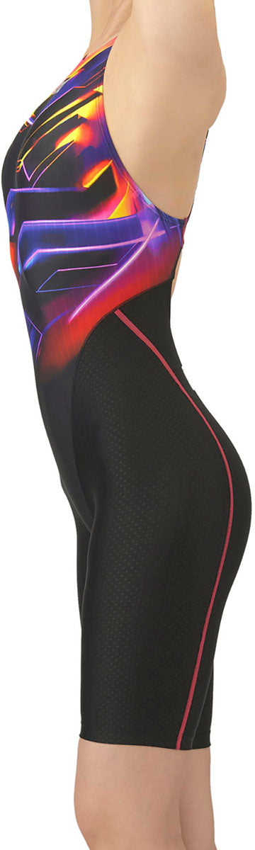 レディース 競泳水着 レーシングワンピーススパッツ オープンバック・ハーフレッグ