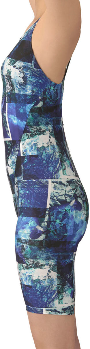 フィットネス水着 ワンピーススパッツ オープンバック・ハーフレッグ・ぴったりパッド