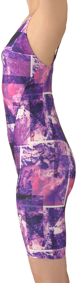 フィットネス水着 ワンピーススパッツ オープンバック・ハーフレッグ・ぴったりパッド