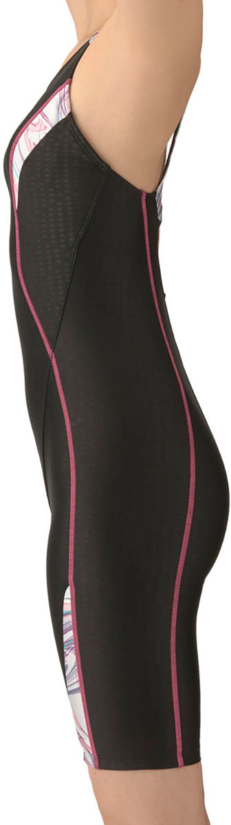 フィットネス水着 ワンピーススパッツ オープンバック・ハーフレッグ・ぴったりパッド