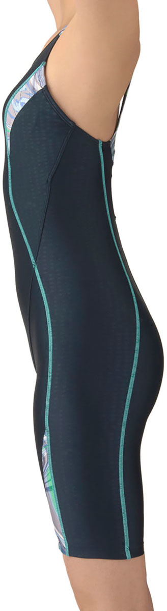 フィットネス水着 ワンピーススパッツ オープンバック・ハーフレッグ・ぴったりパッド