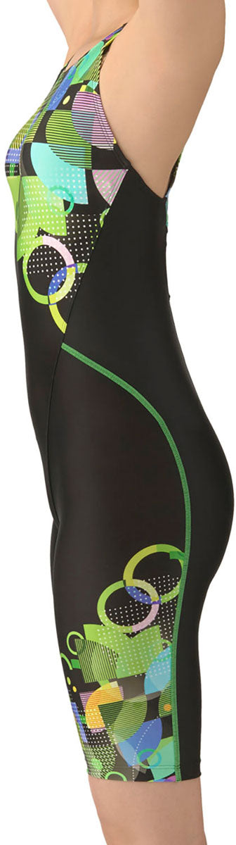 フィットネス水着 ワンピーススパッツ オープンバック・ハーフレッグ・ひっかけパッド