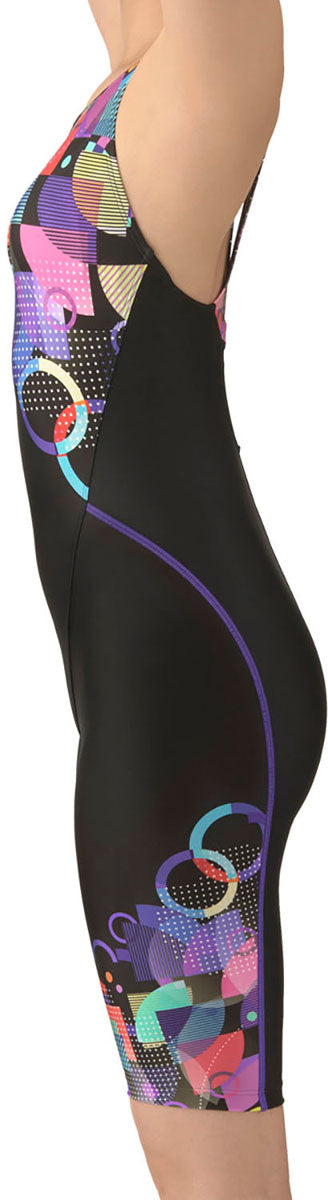 フィットネス水着 ワンピーススパッツ オープンバック・ハーフレッグ・ひっかけパッド