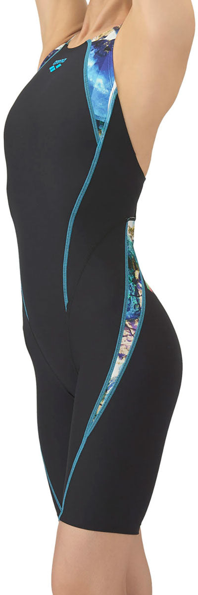 レディース 競泳トレーニング水着 ワンピーススパッツ オープンバック ハーフレッグ 練習用