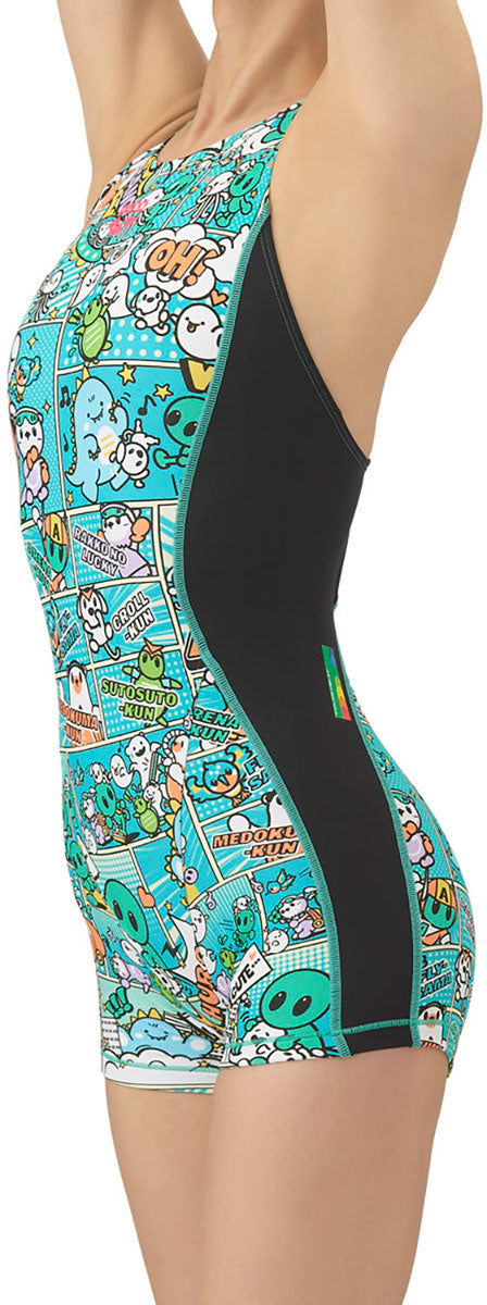 レディース 競泳トレーニング水着 ワンピーススパッツ オープンバック ミドル 水泳 練習用