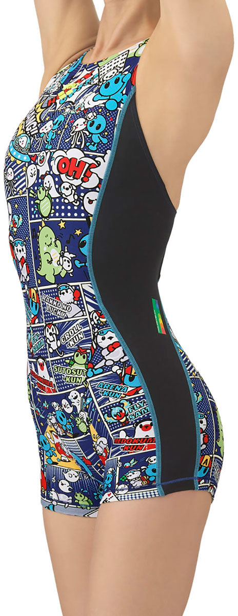 レディース 競泳トレーニング水着 ワンピーススパッツ オープンバック ミドル 水泳 練習用