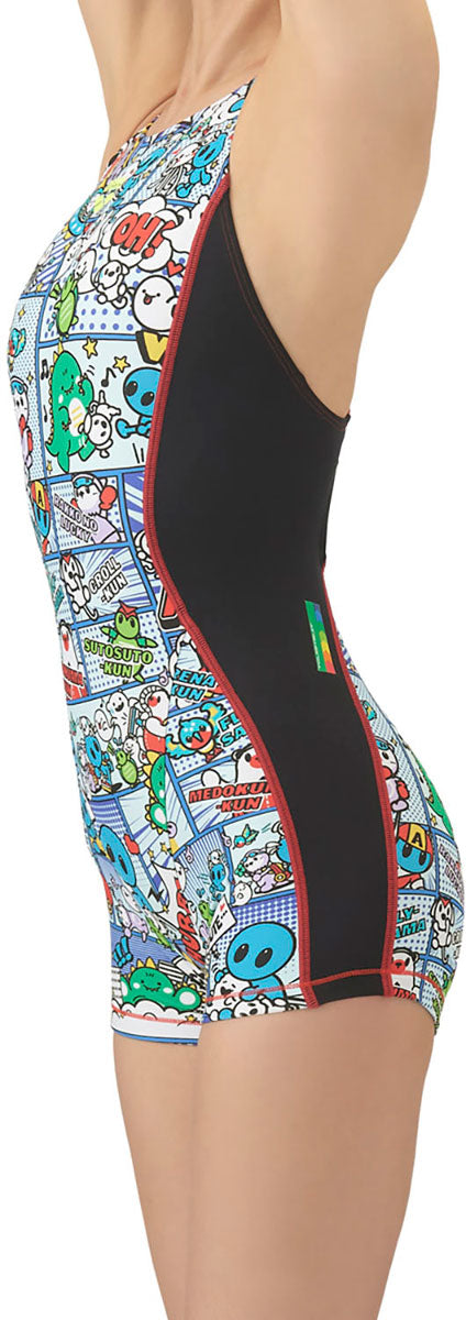 レディース 競泳トレーニング水着 ワンピーススパッツ オープンバック ミドル 水泳 練習用