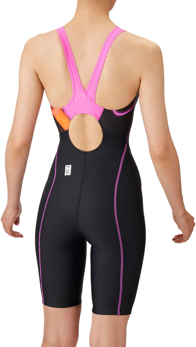 レディース 競泳水着 レーシングワンピーススパッツ オープンバック ハーフレッグ