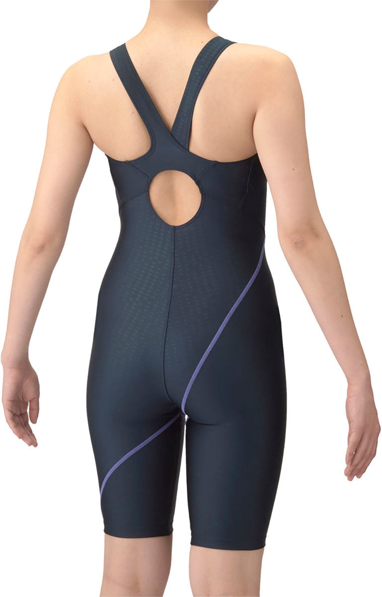 フィットネスワンピーススパッツ オープンバック ハーフレッグ ぴったりパッド