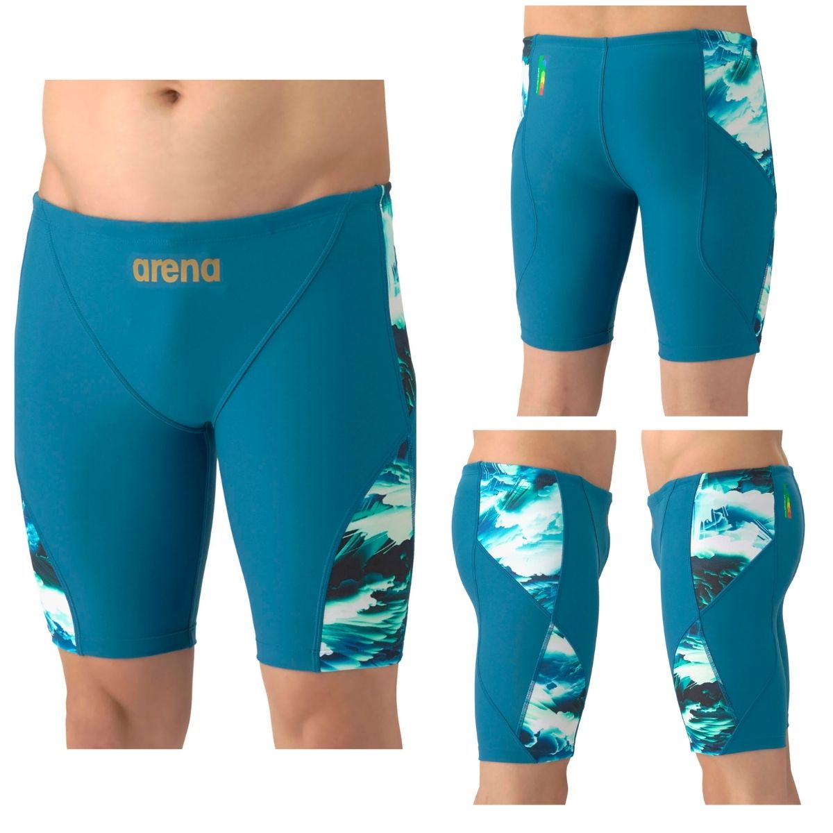 メンズ 競泳トレーニング水着 スイムスパッツ ハーフレッグ 水泳 練習用
