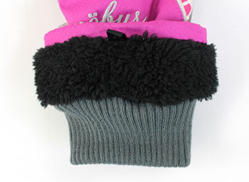 Kids Girls Ski Gloves Colorful Star Pattern Cuff Belt Adjustable Cord