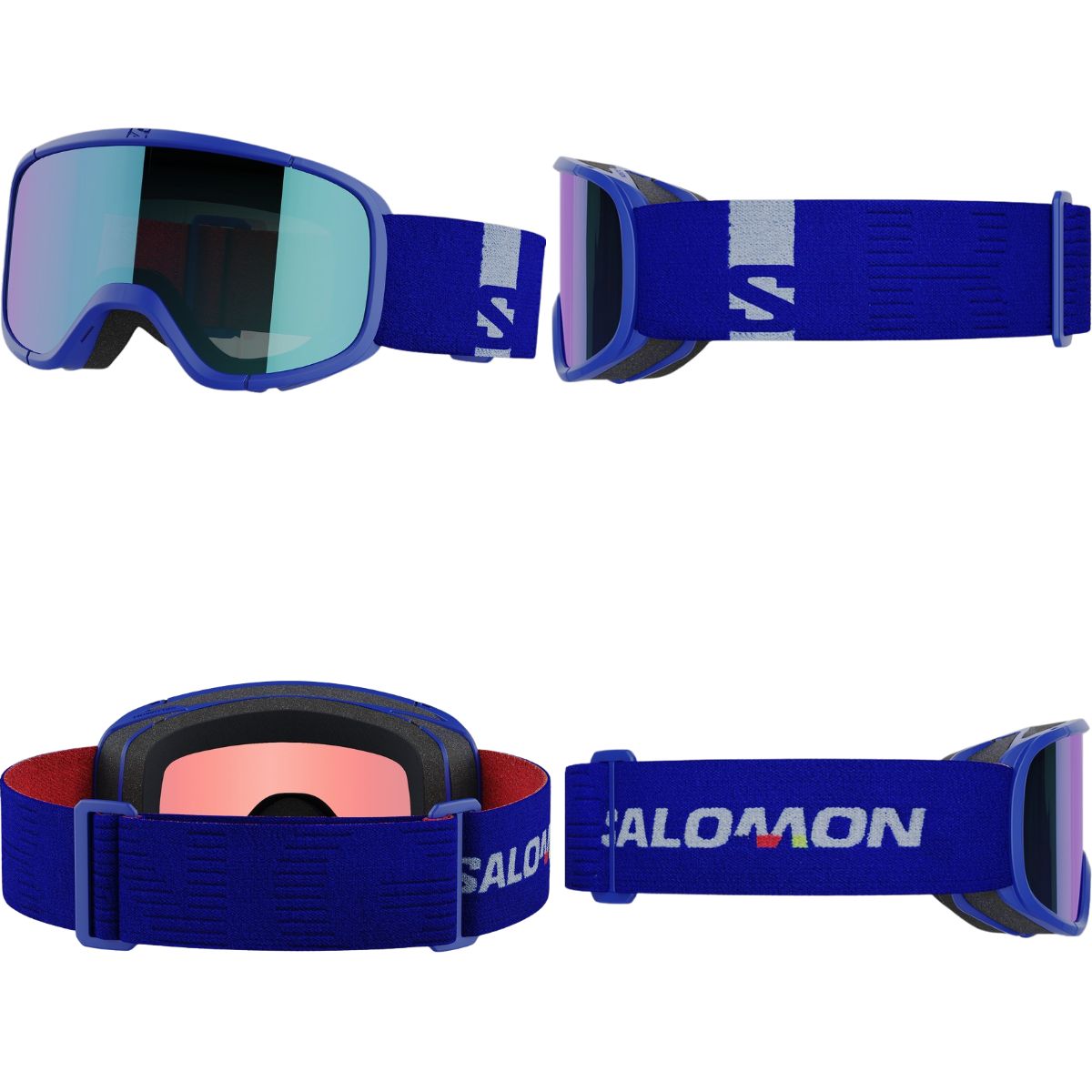 キッズ ジュニア 子供 ゴーグル スキー スノーボード UVカット くもり防止 ブルー 青