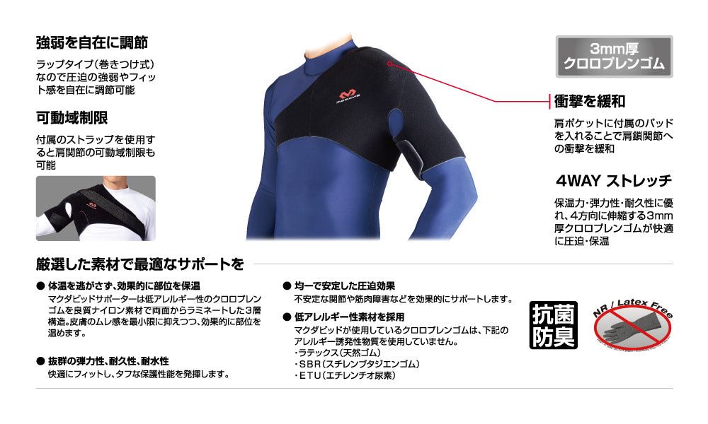 ショルダーサポート スポーツ肩サポーター 左右両肩兼用