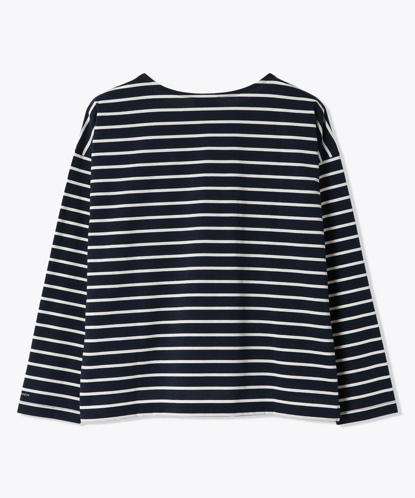 ウィメンズリラクシングモーメントIIロングスリーブクルー ボーダー 長袖 カジュアル