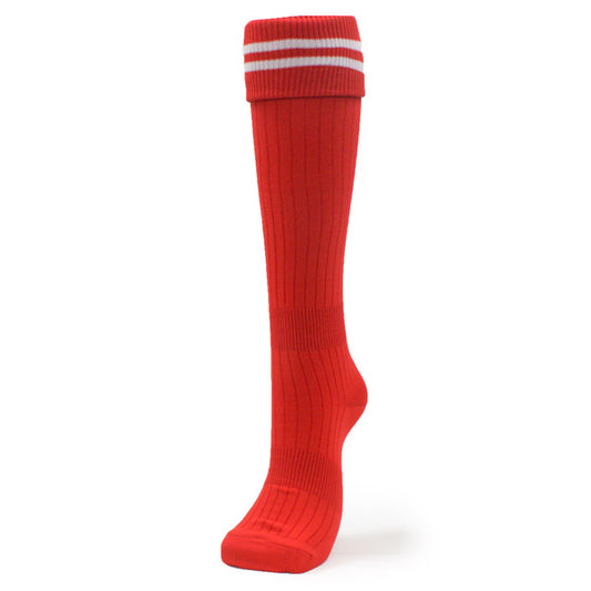 サッカーソックス（2本ライン） ストッキング サッカー フットサル レッド