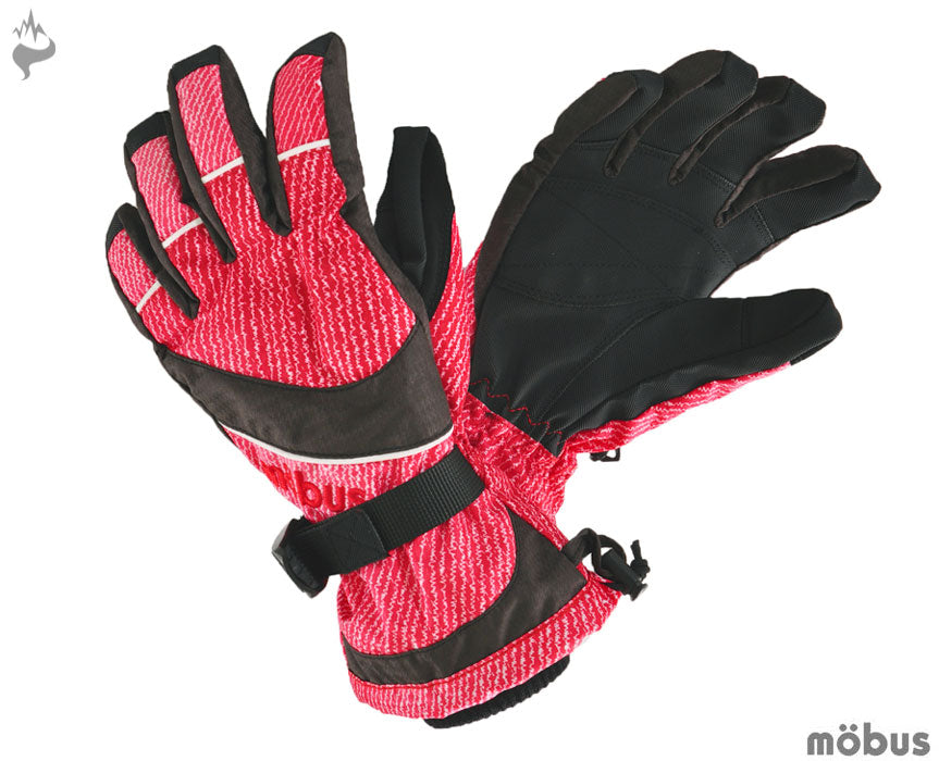 防水機能付 大人用 メンズ スキーグローブ ボードグローブ 手袋□RED
