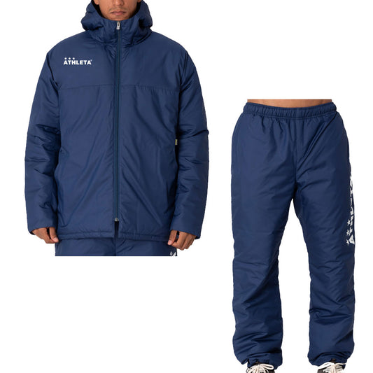 メンズ 中綿ハーフコート ＆ ロングパンツ 上下セット トレーニングウェア サッカー