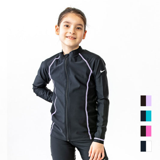 GIRLS Junior Girls Long Sleeve F/Z UV Rashguard Swimming