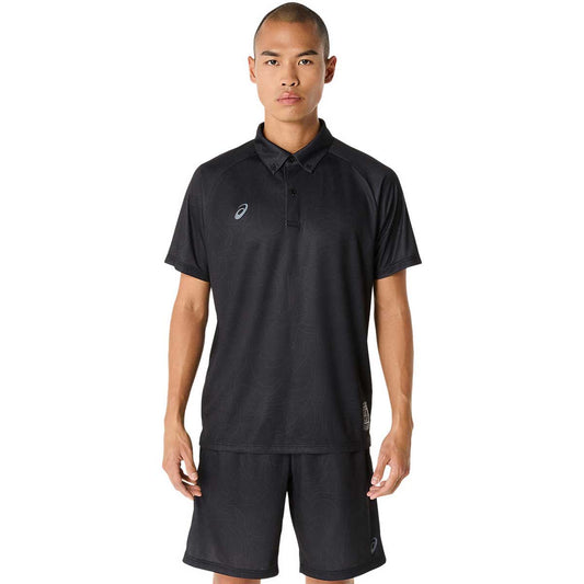 トレーニング半袖トップス ドライグラフィックボタンダウンポロシャツ 吸汗速乾 メンズ