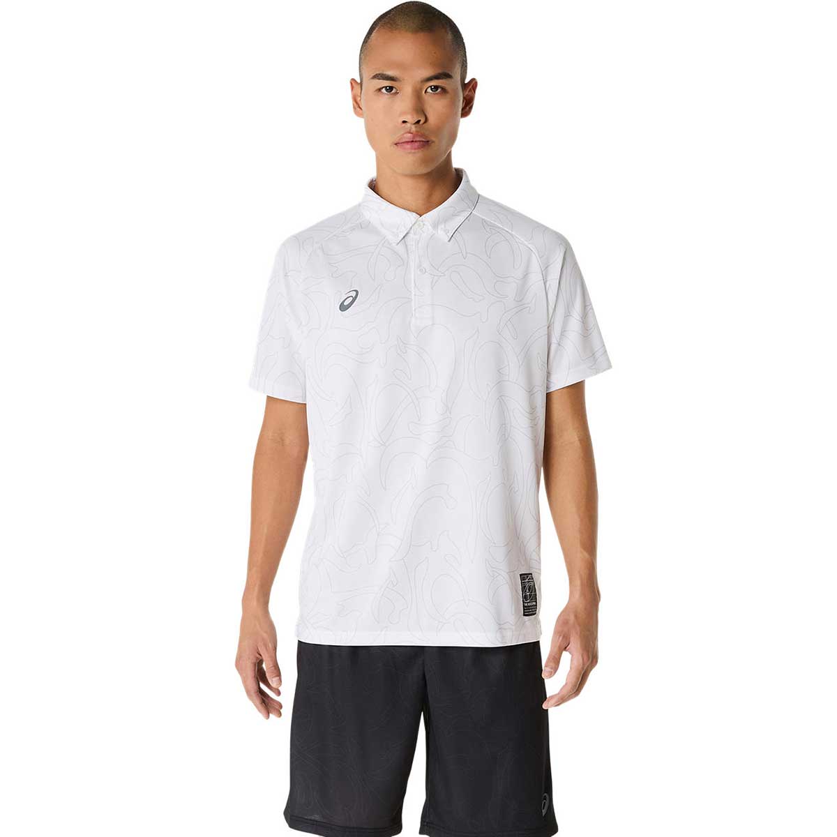 トレーニング半袖トップス ドライグラフィックボタンダウンポロシャツ 吸汗速乾 メンズ