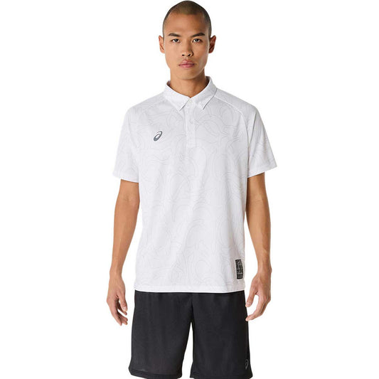 トレーニング半袖トップス ドライグラフィックボタンダウンポロシャツ 吸汗速乾 メンズ