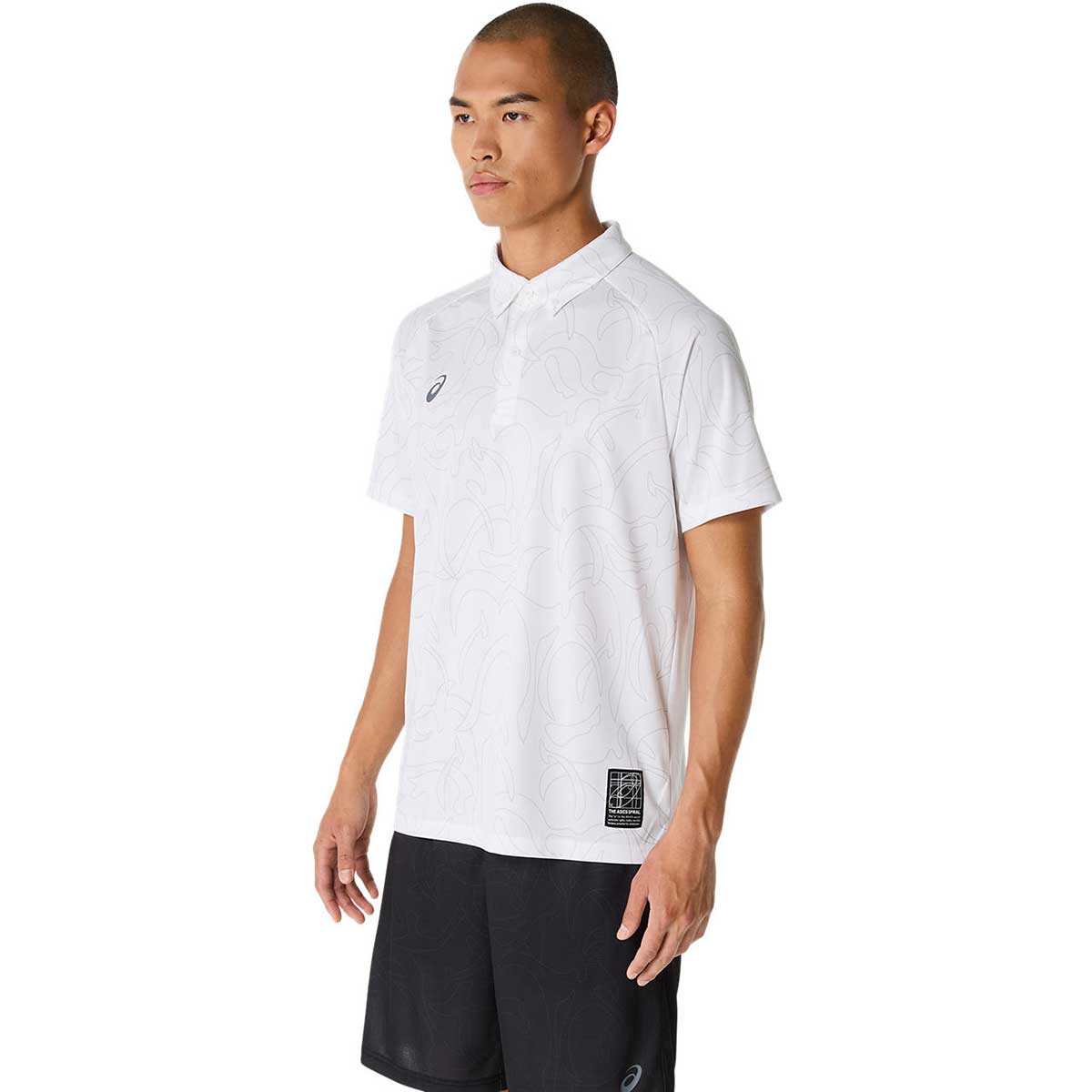 トレーニング半袖トップス ドライグラフィックボタンダウンポロシャツ 吸汗速乾 メンズ