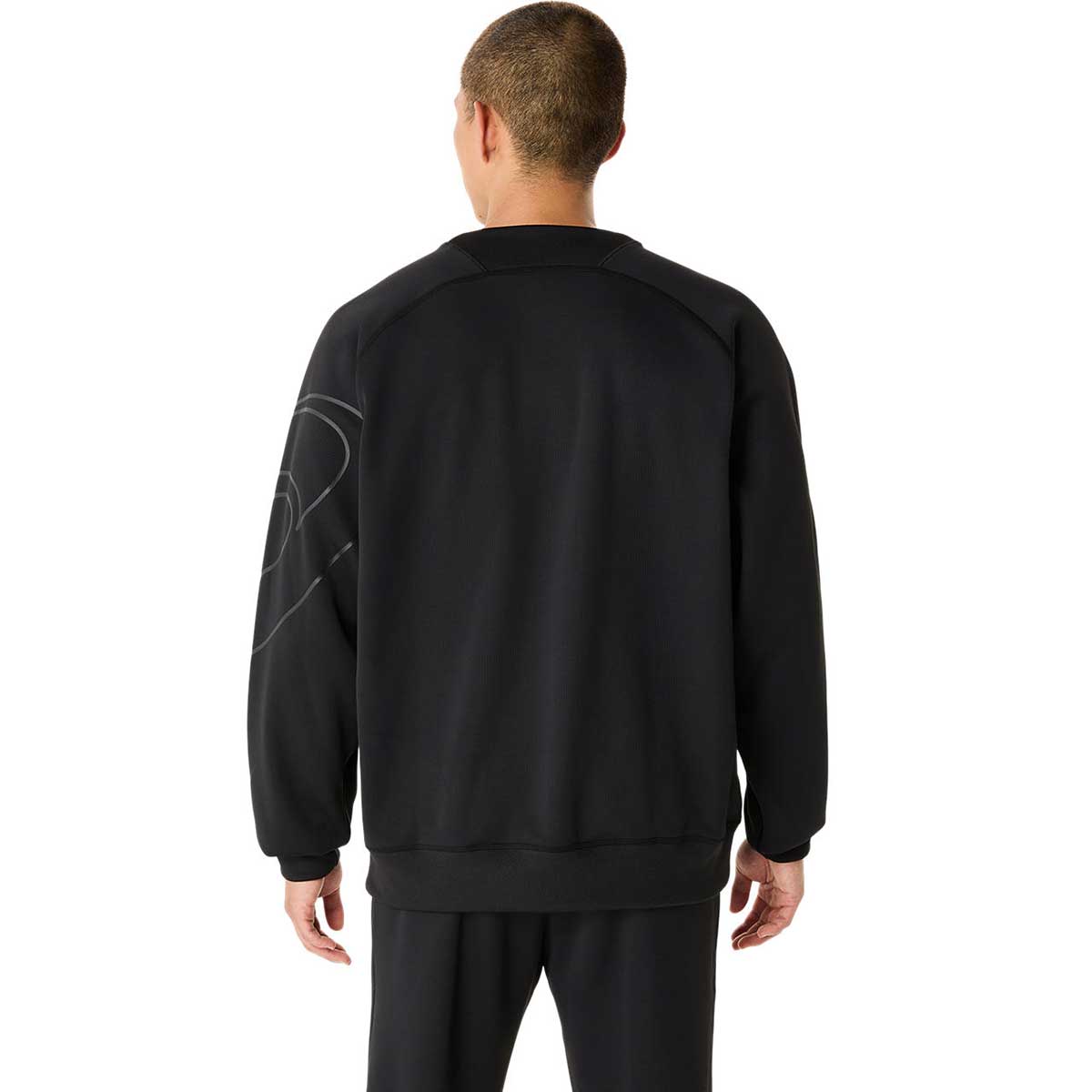 トレーニング長袖トップス リラックスクルーネックポリエステルスウェット メンズ トップス