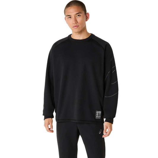 トレーニング長袖トップス リラックスクルーネックポリエステルスウェット メンズ トップス