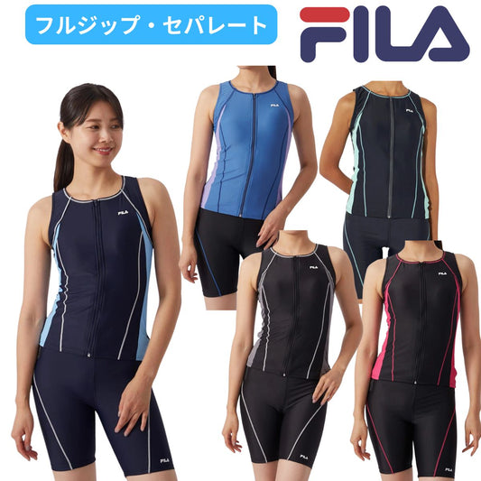 FILA レディース フルジップ フィットネス水着 スイムウェア セパレーツ タンキニ