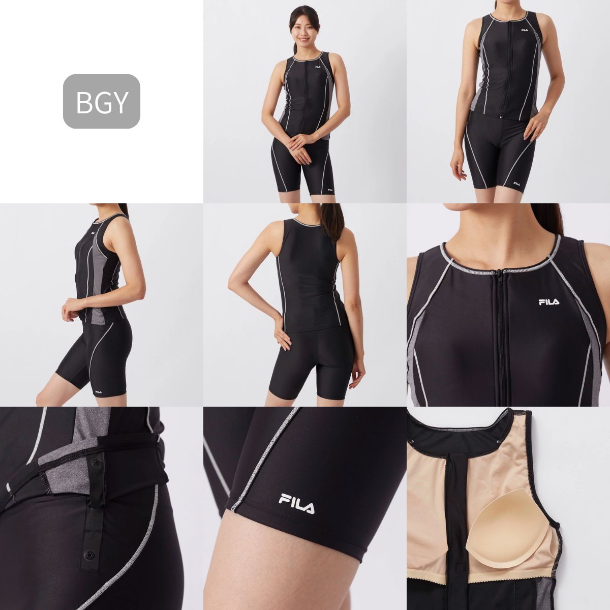 FILA レディース フルジップ フィットネス水着 スイムウェア セパレーツ タンキニ
