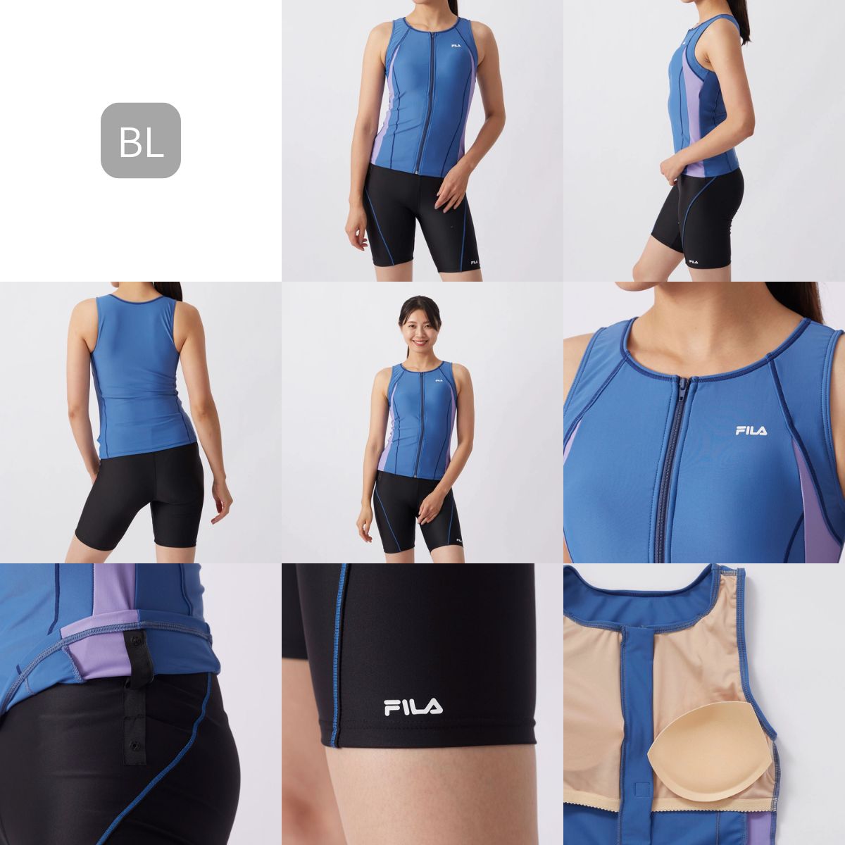 FILA レディース フルジップ フィットネス水着 スイムウェア セパレーツ タンキニ