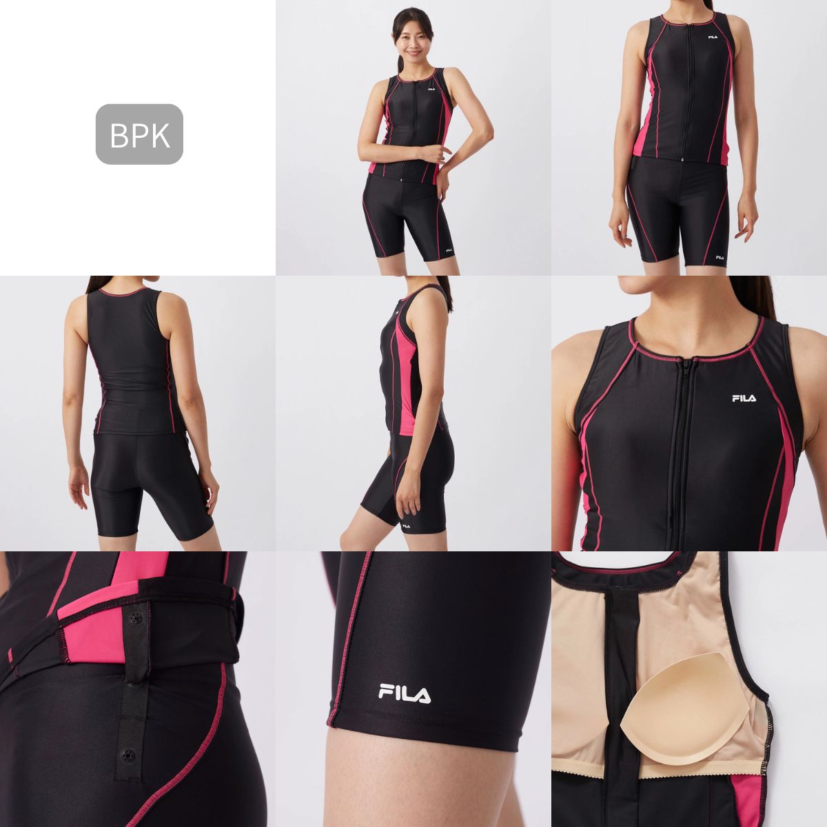 FILA レディース フルジップ フィットネス水着 スイムウェア セパレーツ タンキニ