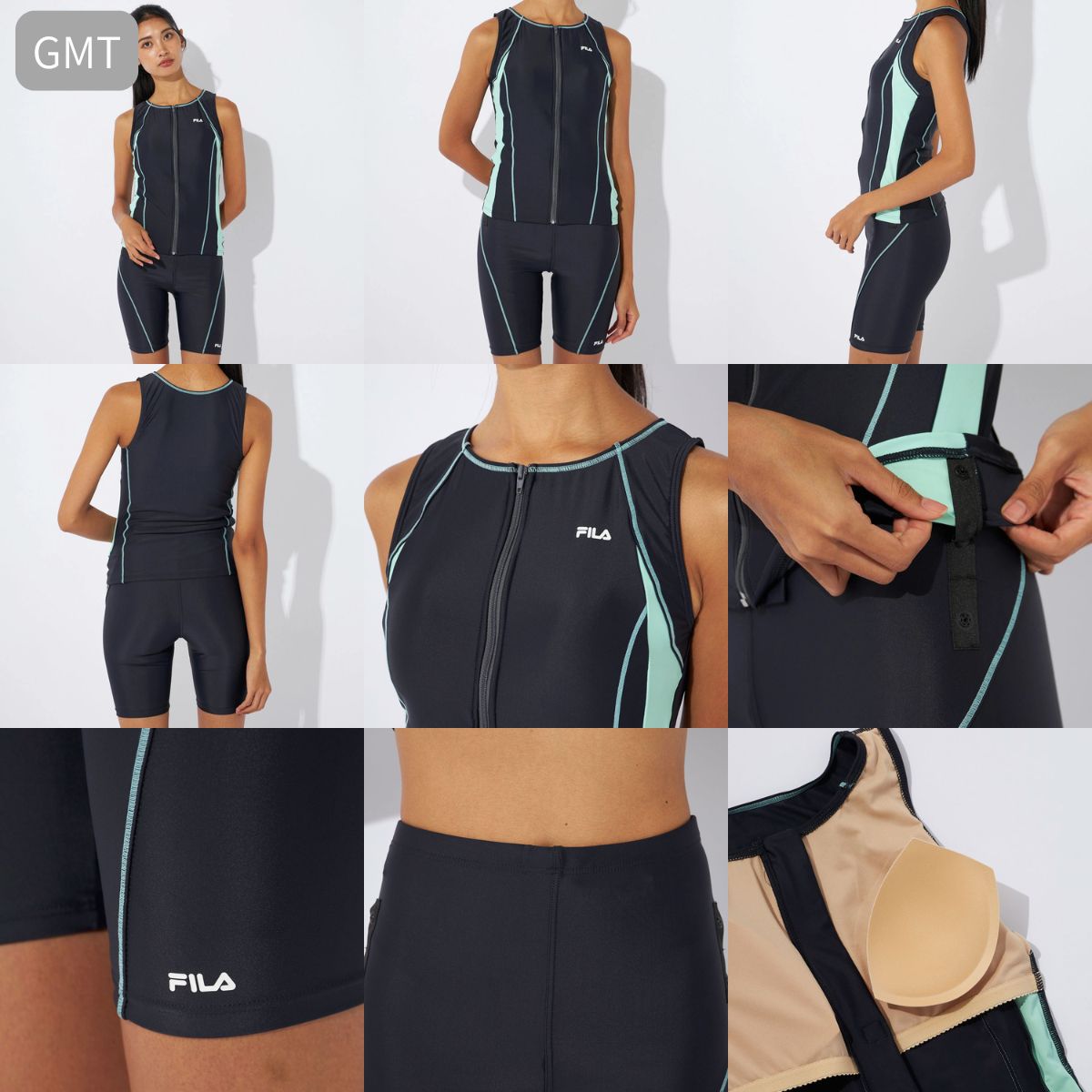 FILA レディース フルジップ フィットネス水着 スイムウェア セパレーツ タンキニ