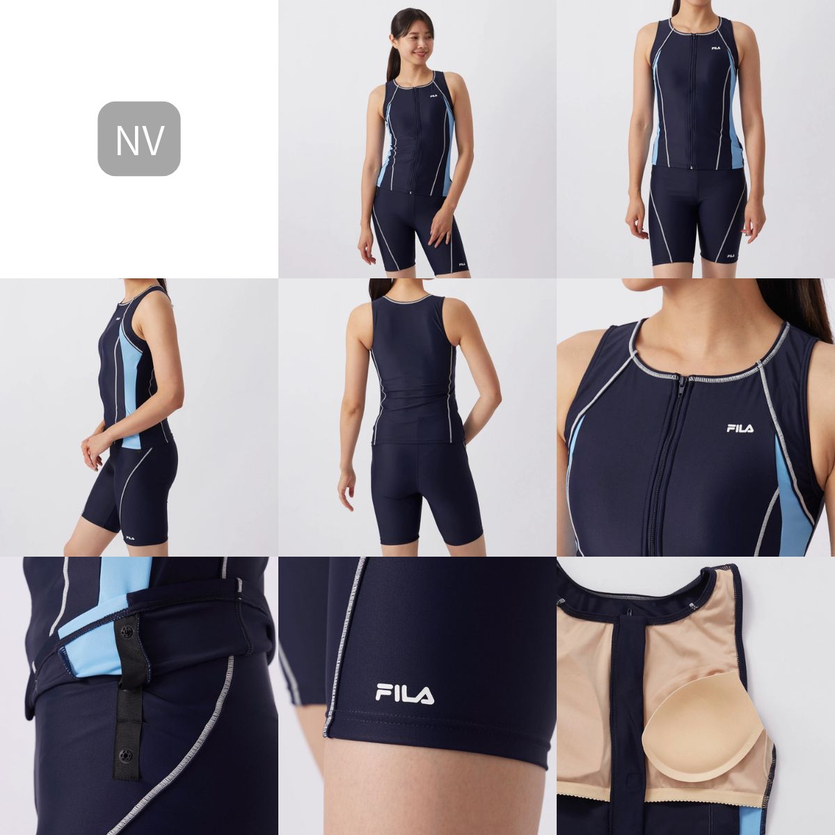 FILA レディース フルジップ フィットネス水着 スイムウェア セパレーツ タンキニ