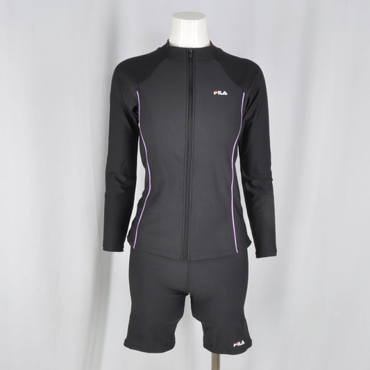 スイムウェア 水着 フィットネス ジップ 上下セット 長袖 トレーニング シンプル