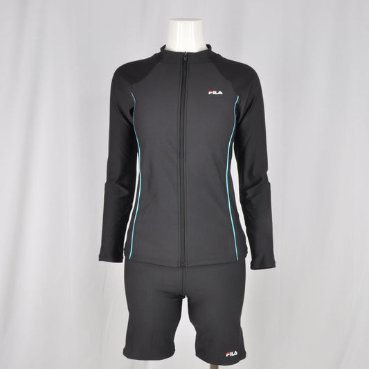 スイムウェア 水着 フィットネス ジップ 上下セット 長袖 トレーニング シンプル