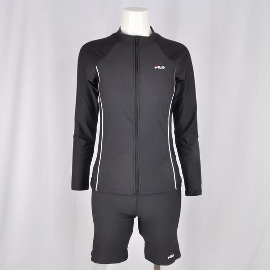 スイムウェア 水着 フィットネス ジップ 上下セット 長袖 トレーニング シンプル