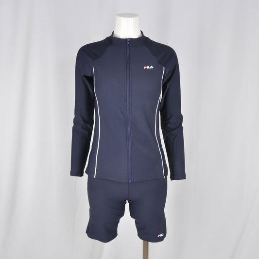 スイムウェア 水着 フィットネス ジップ 上下セット 長袖 トレーニング シンプル