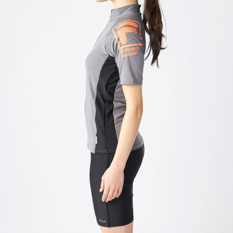 スイムウェア 水着 上下セット フィットネス 半袖 ジップ レディース トレーニング