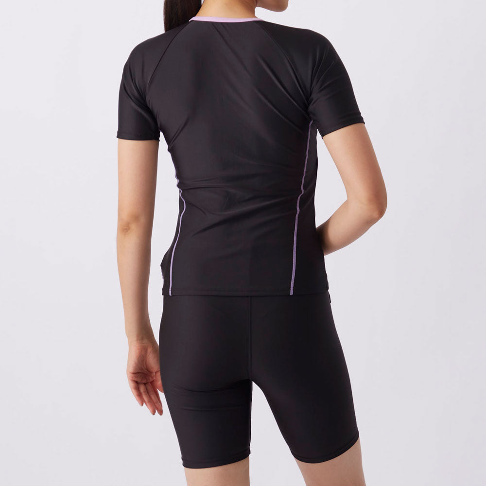 Women's Short Sleeve Full Zip Fitness Swimwear Swimwear Separates Swimming